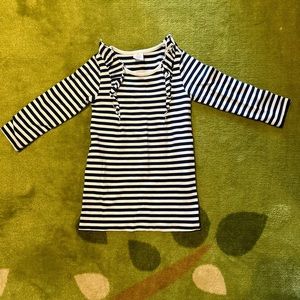 NWOT Wonder Nation Blue Cove & White Striped Ruffle Long Sleeve Dress 3T